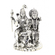 Figurine Idol Religious God Shiva Parvati Ganesha 925 Sterling Silver W423